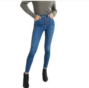 Madewell 10" High-Rise Skinny Jeans in Mackey Wash: Button-Front Edition Size 25